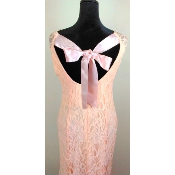 Morgan & Co. Womens Lace Sleeveless Gown/Dress Satin Ribbon Back Bow Size 11/12 - Picture 7 of 12